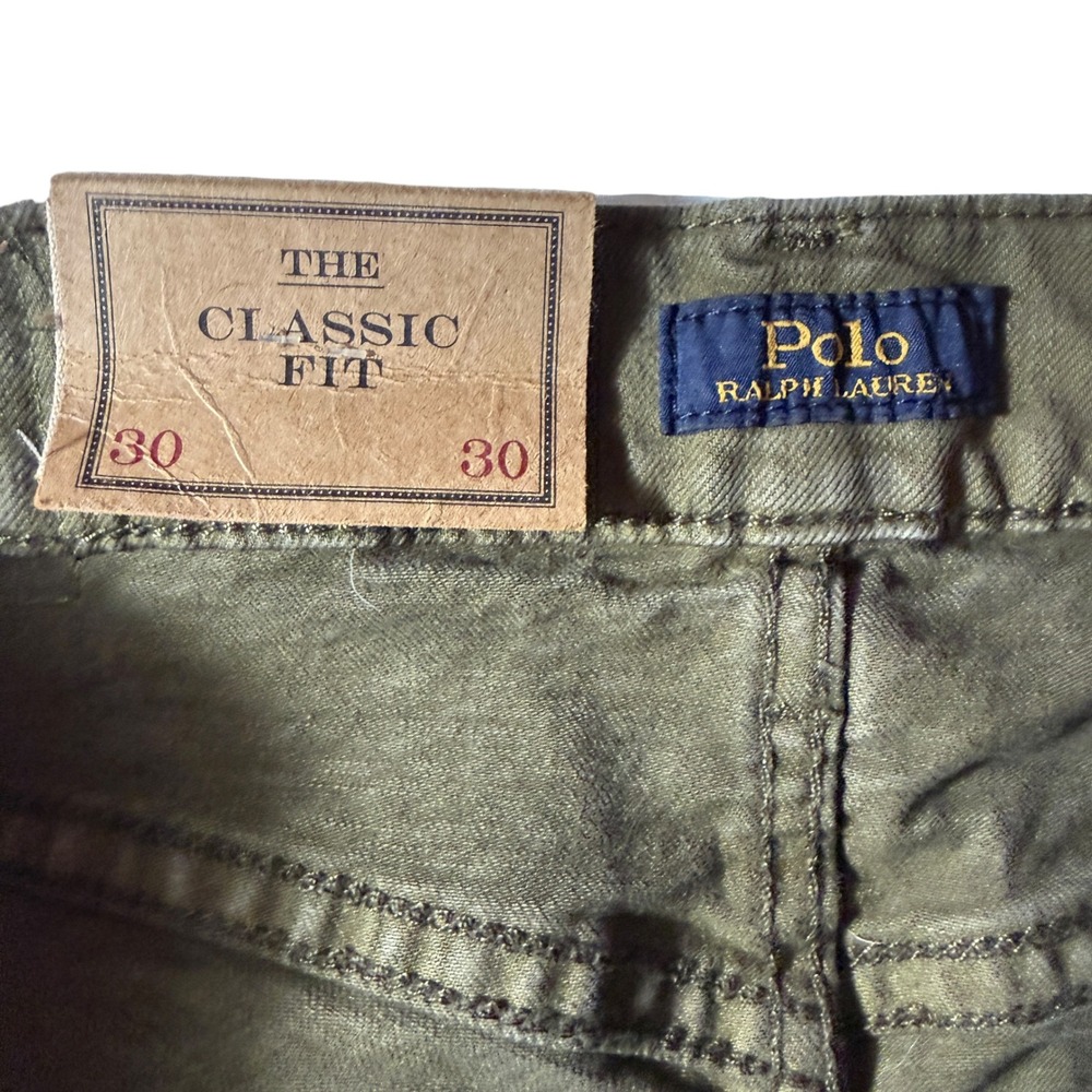 Polo Ralph Lauren Classic Jeans Mens 30x30 Garment Dyed‎ Stretch Army Dark Green - Picture 4 of 8